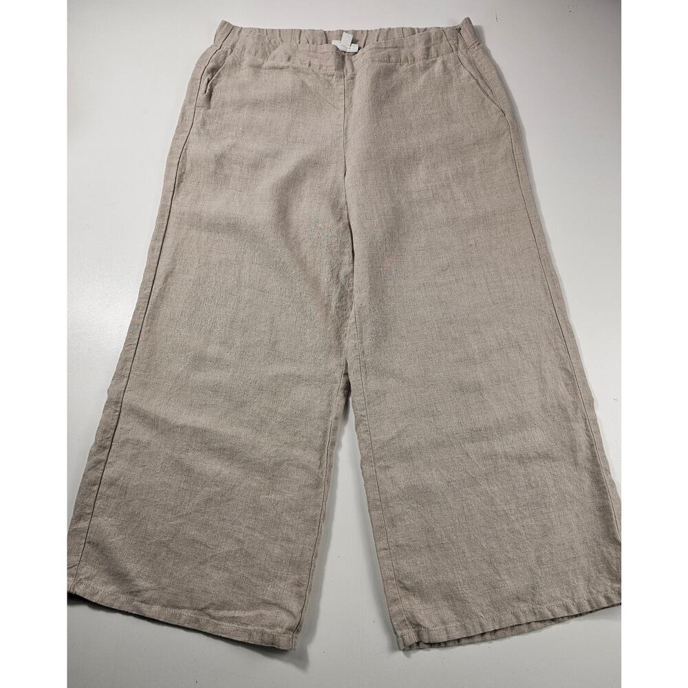 J. Jill Wide-Leg Linen Blend Pants in Light Beige